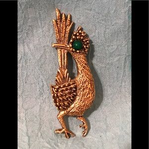 Vintage Ambassador gold tone roadrunner pin